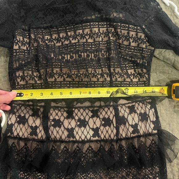Anthropologie Forever That Girl Black Lace Long Sleeve Tiered Midi Dress M - Picture 9 of 12